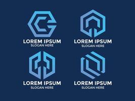 collection of minimalist style hexagon logos vector