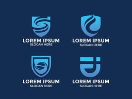 collection of minimalist style shield logos vector