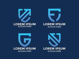 collection of minimalist style shield logos vector