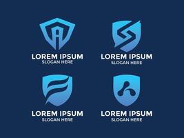 collection of minimalist style shield logos vector