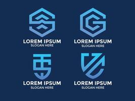 collection of minimalist style hexagonal logos vector