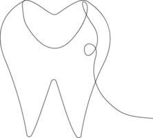 Tooth icon in continuous line drawing style vector