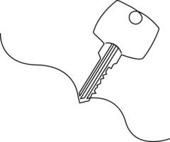 Continuous one line drawing of house key illustration vector