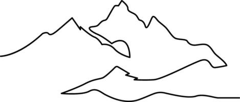 Continuous one line art hand drawn minimalist mountain illustration vector
