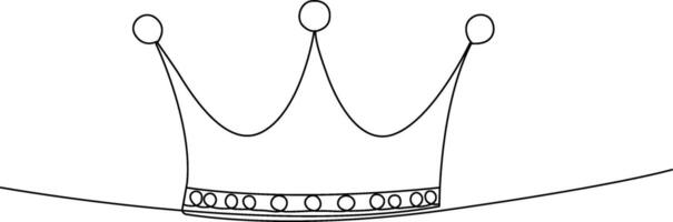 Continuous one line drawing of royal crown banner concept line art outline vector