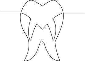 Tooth icon in continuous line drawing style vector