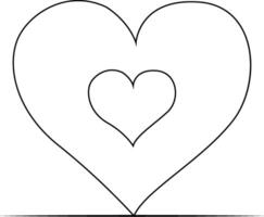 Continuous line art Hearts of love shape on white illustration vector