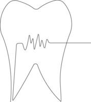 Tooth icon in continuous line drawing style vector