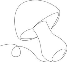 Continuous one line Mushrooms for coloring book pages outline vector