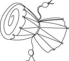 Continuous one line art drawing of a drum musical instrument clip art vector