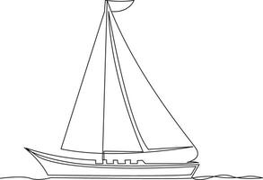 Continuous line art drawing sailing boat illustrations vector