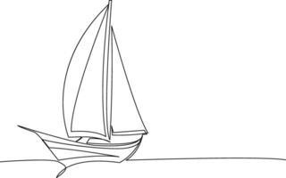 Continuous line art drawing sailing boat illustrations vector