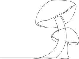 Continuous one line Mushrooms for coloring book pages outline vector
