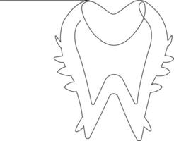 Tooth icon in continuous line drawing style vector