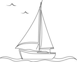 Continuous line art drawing sailing boat illustrations vector