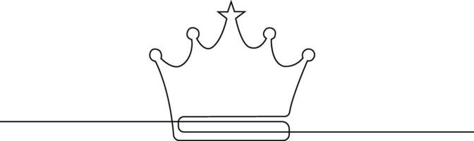 Continuous one line drawing of royal crown banner concept line art outline vector