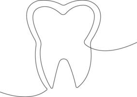 Tooth icon in continuous line drawing style vector