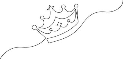 Continuous one line drawing of royal crown banner concept line art outline vector