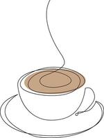 Continuous single line hand drawn cup of coffee with steam illustration vector