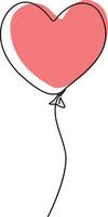 Continuous line art drawing of heart beat hand drawn balloon festive balloons vector