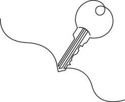 Continuous one line drawing of house key illustration vector
