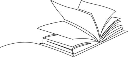 Book continuous one line drawing minimalist vector