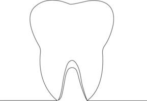 Tooth icon in continuous line drawing style vector