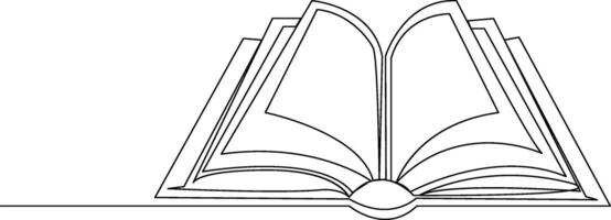 Continuous one line drawing minimalist Of book illustration study supply theme for school and education object vector