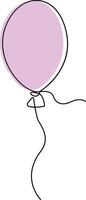 Continuous line art drawing of hand drawn balloon festive balloons vector