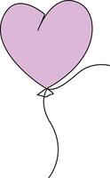 Continuous line art drawing of heart beat hand drawn balloon festive balloons vector
