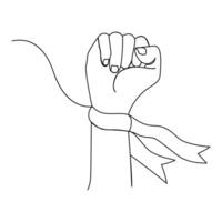 Fist Gesture Continuous one Line Drawing vector