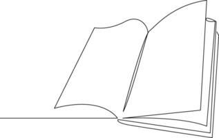 Continuous one line drawing minimalist Of book illustration study supply theme for school and education object vector