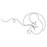 Continuous One Line art Baby in womb with heart shape vector