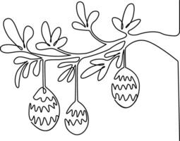 Continuous one line art drawing Easter eggs illustration vector