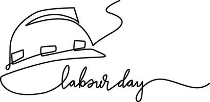 Continuous Single one line drawing labour day concept object hard hat illustration vector
