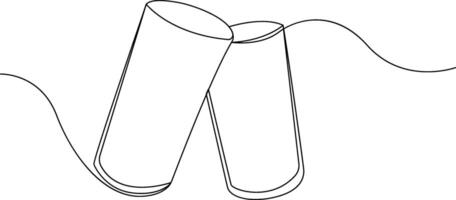 Two glasses of wine continuous one line drawing vector