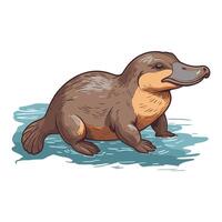 Hand Drawn Platypus Illustration in Water Environment vector