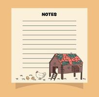 Cottage core small square notepad page design. vector