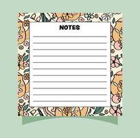 Cute teapot and flowers seamless pattern small notepad page design. vector