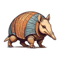 Armadillo Illustration with Striped Pattern vector