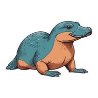 Hand Drawn Platypus Engraved Illustration in a Modern Flat Style vector
