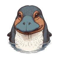 Platypus Floating on Water Cartoon Illustration vector