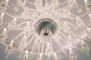 Elegant chandelier in a ballroom, adding a touch of luxury and sophistication photo