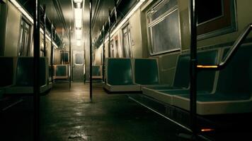 Dimly Lit Subway Car With Empty Seats video