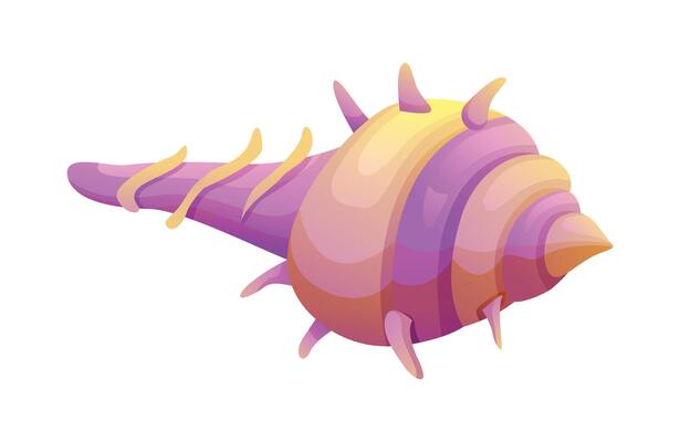 Cartoon spiky purple seashell. Illustration isolated on white background