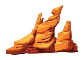 Canyon rock with sharp edges and unique formations. Desert cliff, hill or mountain cartoon illustration isolated on white background vector