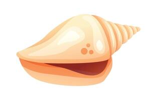 Cartoon cream conch seashell. Illustration isolated on white background vector