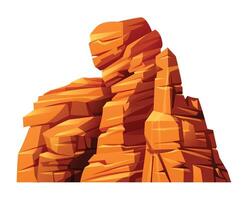 Canyon cliff with distinct layers and rugged texture. Desert rock, hill or mountain cartoon illustration isolated on white background vector
