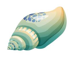 Green conch seashell cartoon illustration isolated on white background vector