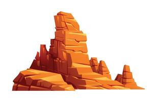 Canyon cliff with sharp formations. Desert rock, hill or mountain cartoon illustration isolated on white background vector